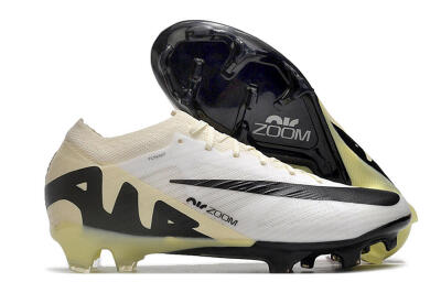 Nike Air Zoom Mercurial Vapor 15 Elite FG Low-Tops Soccer Cleats - White/Beige/Black