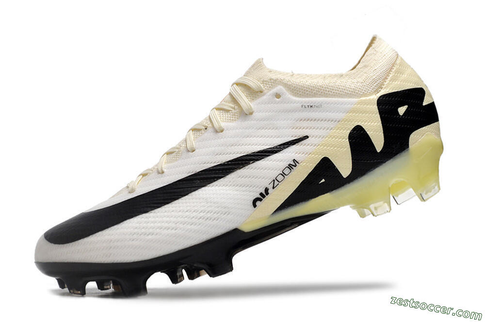 Nike Air Zoom Mercurial Vapor 15 Elite FG Low-Tops Soccer Cleats - White/Beige/Black 5
