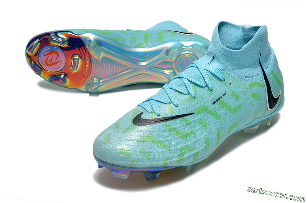 Nike Phantom Luna Elite NU FG High-Tops Soccer Cleats - Blue/Green/Black/Gold 3