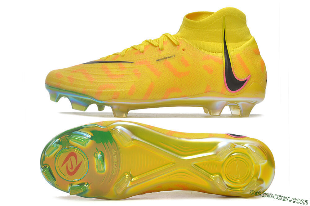 Nike Phantom Luna Elite FG High-Tops Soccer Cleats - Yellow/Black/Pink 1