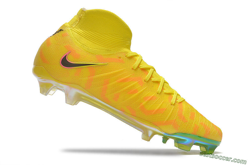 Nike Phantom Luna Elite FG High-Tops Soccer Cleats - Yellow/Black/Pink 4
