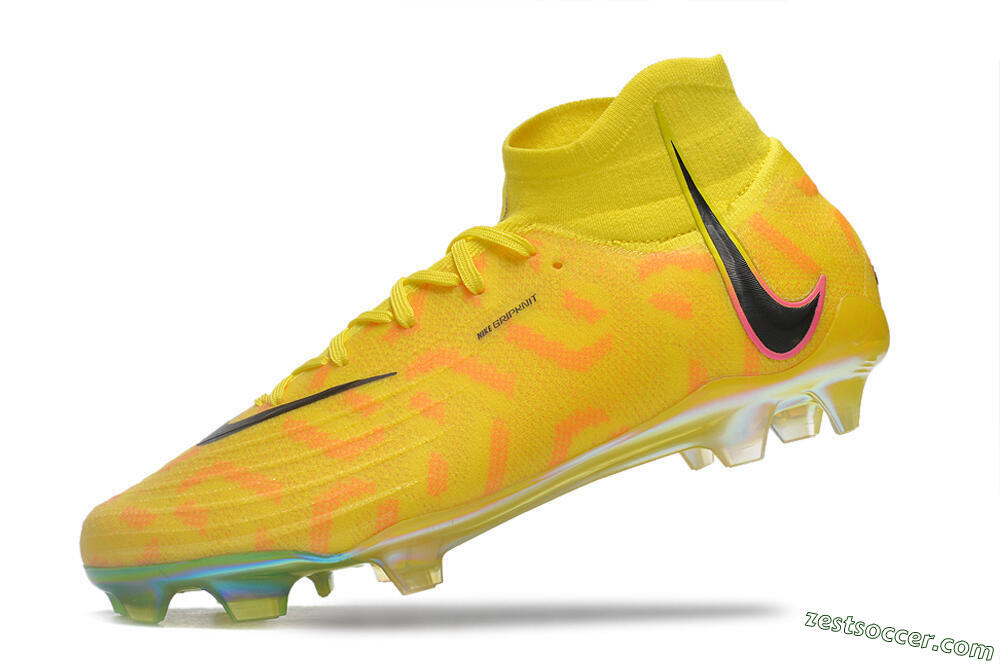 Nike Phantom Luna Elite FG High-Tops Soccer Cleats - Yellow/Black/Pink 5