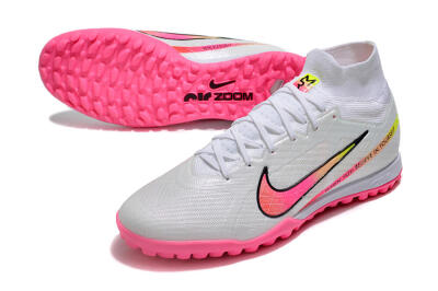 Nike Air Zoom Mercurial Superfly 9 Elite TF High-Tops Soccer Shoes - White/Pink/Black/Green