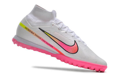 Nike Air Zoom Mercurial Superfly 9 Elite TF High-Tops Soccer Shoes - White/Pink/Black/Green