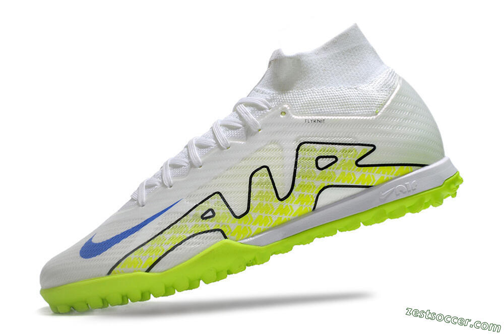 Nike Air Zoom Mercurial Superfly 9 Elite TF High-Tops Soccer Shoes - White/Blue/Yellow 5