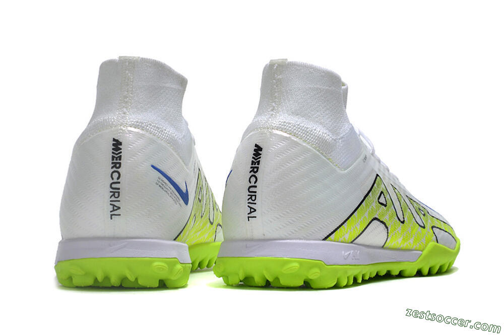 Nike Air Zoom Mercurial Superfly 9 Elite TF High-Tops Soccer Shoes - White/Blue/Yellow 6
