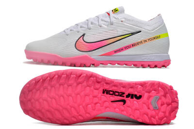 Nike Air Zoom Mercurial Vapor 15 Elite TF Low-Tops Soccer Shoes - White/Pink/Black/Green
