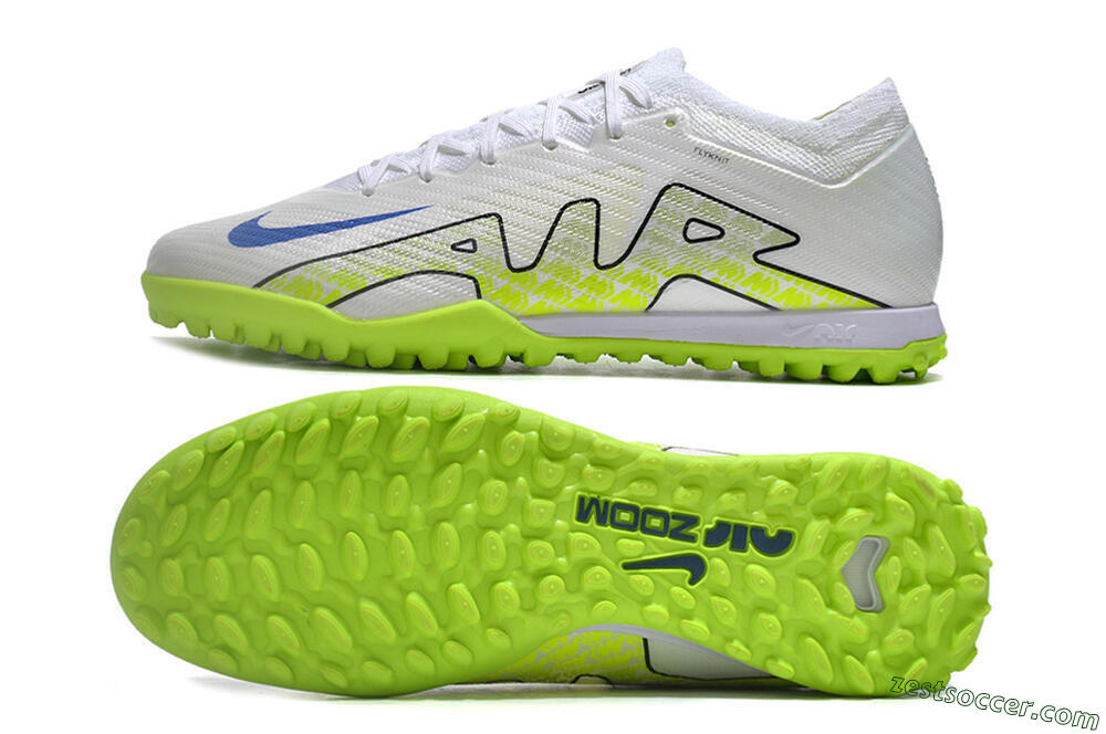 Nike Air Zoom Mercurial Vapor 15 Elite TF Low-Tops Soccer Shoes - White/Blue/Yellow 1