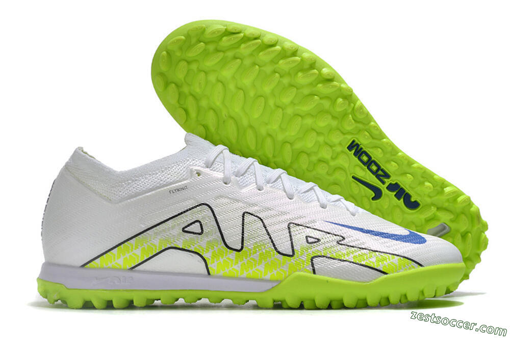 Nike Air Zoom Mercurial Vapor 15 Elite TF Low-Tops Soccer Shoes - White/Blue/Yellow 0