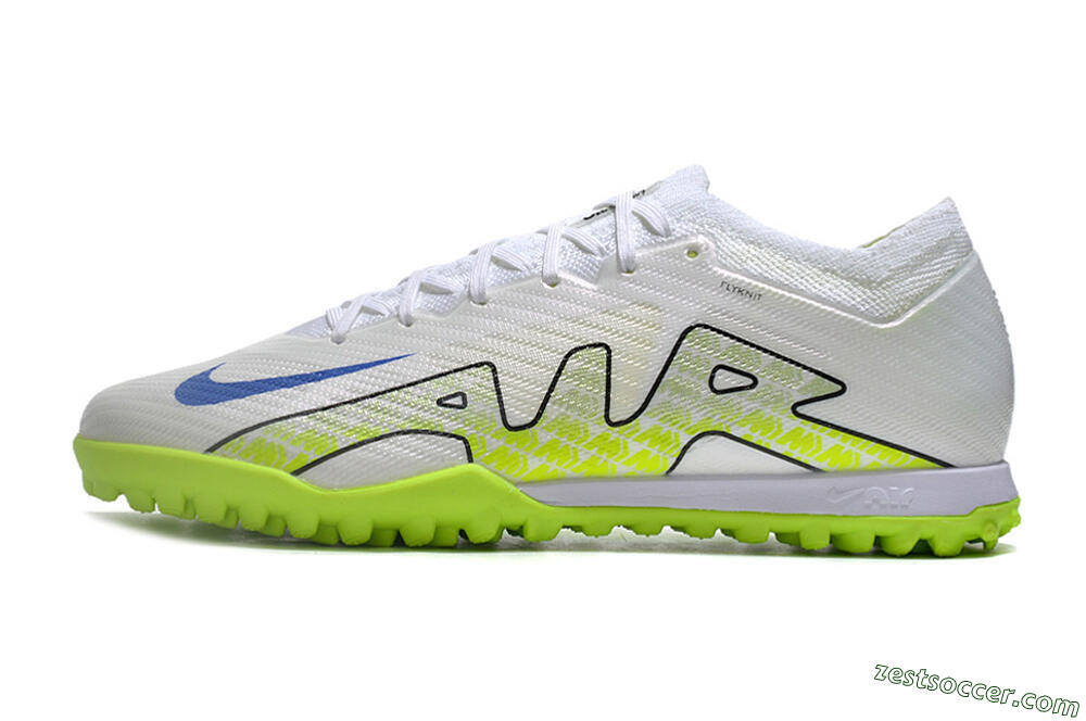 Nike Air Zoom Mercurial Vapor 15 Elite TF Low-Tops Soccer Shoes - White/Blue/Yellow 2