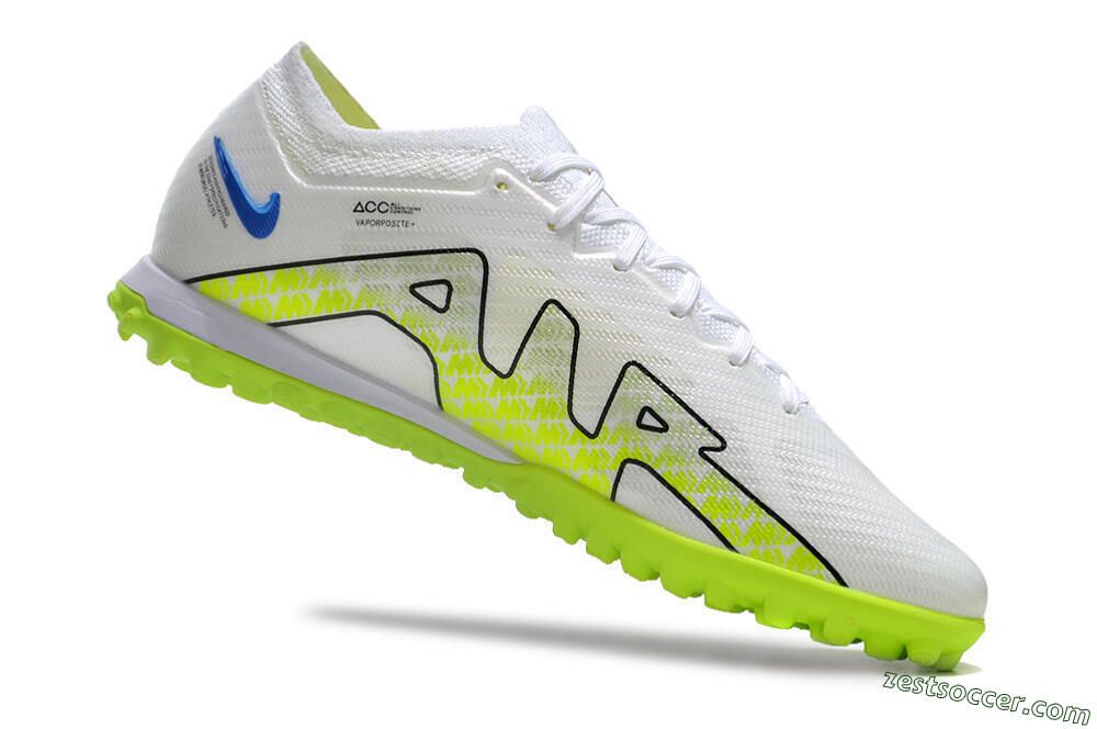 Nike Air Zoom Mercurial Vapor 15 Elite TF Low-Tops Soccer Shoes - White/Blue/Yellow 4