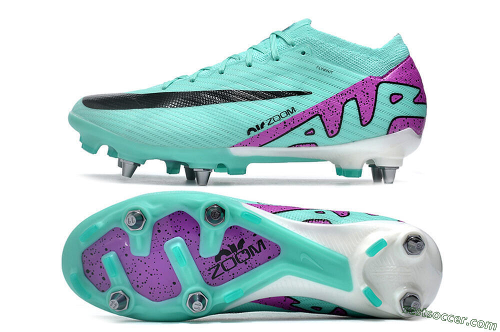 Nike Air Zoom Mercurial Vapor 15 Elite SG Low-Tops Soccer Cleats - Turquoise/Black/White/Purple 1