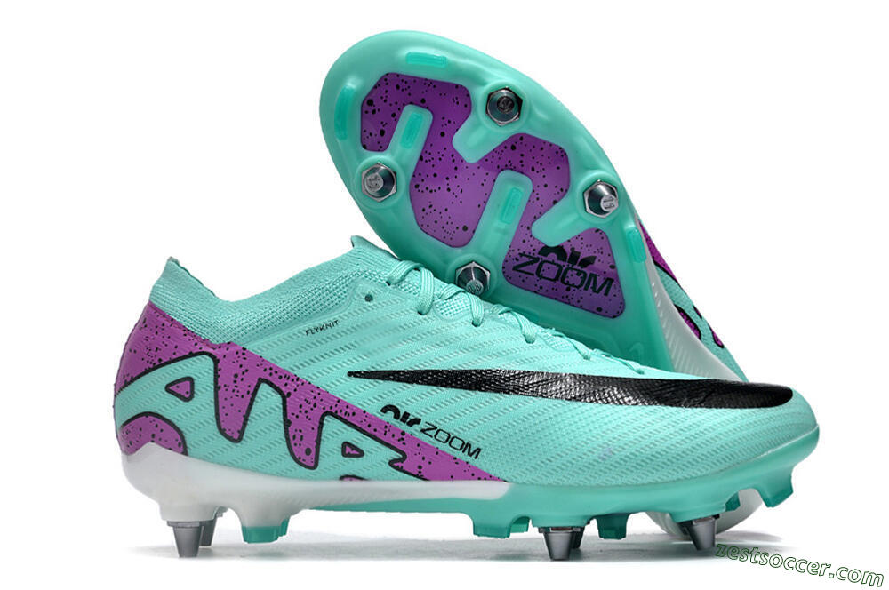 Nike Air Zoom Mercurial Vapor 15 Elite SG Low-Tops Soccer Cleats - Turquoise/Black/White/Purple 0