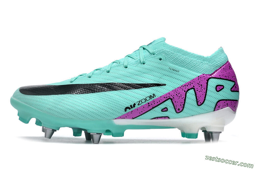 Nike Air Zoom Mercurial Vapor 15 Elite SG Low-Tops Soccer Cleats - Turquoise/Black/White/Purple 2