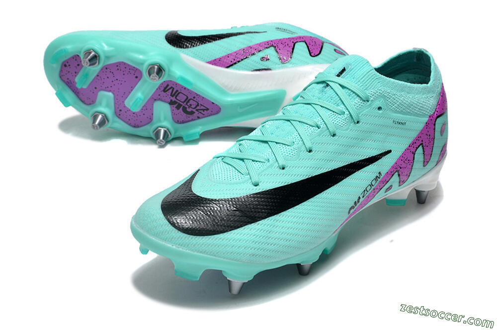 Nike Air Zoom Mercurial Vapor 15 Elite SG Low-Tops Soccer Cleats - Turquoise/Black/White/Purple 3