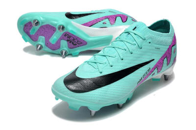 Nike Air Zoom Mercurial Vapor 15 Elite SG Low-Tops Soccer Cleats - Turquoise/Black/White/Purple