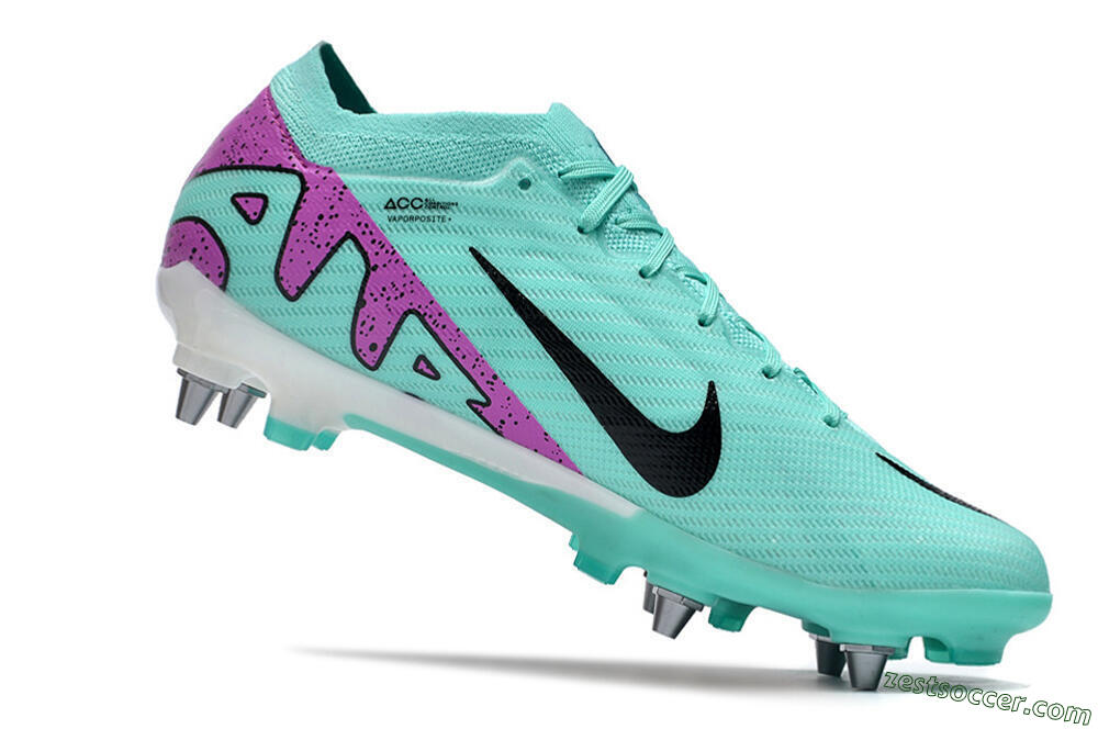 Nike Air Zoom Mercurial Vapor 15 Elite SG Low-Tops Soccer Cleats - Turquoise/Black/White/Purple 4