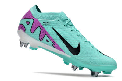 Nike Air Zoom Mercurial Vapor 15 Elite SG Low-Tops Soccer Cleats - Turquoise/Black/White/Purple