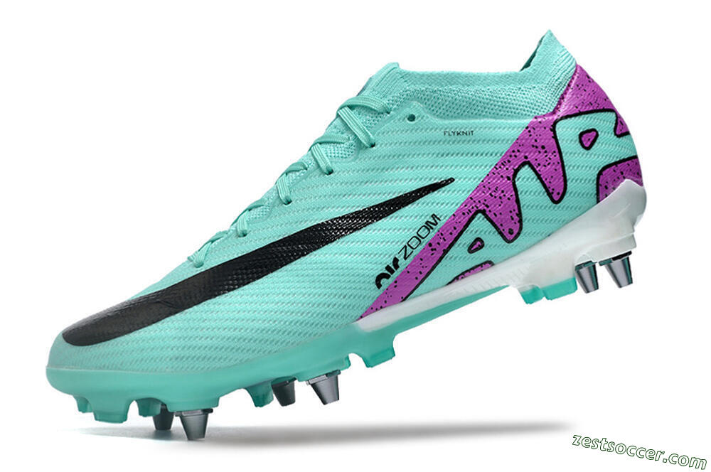 Nike Air Zoom Mercurial Vapor 15 Elite SG Low-Tops Soccer Cleats - Turquoise/Black/White/Purple 5