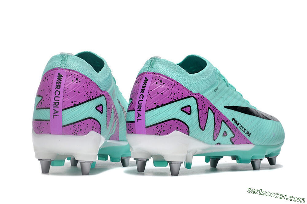 Nike Air Zoom Mercurial Vapor 15 Elite SG Low-Tops Soccer Cleats - Turquoise/Black/White/Purple 6