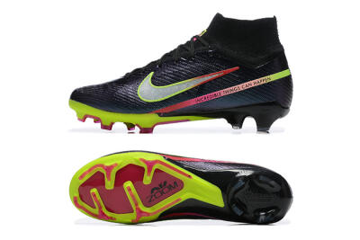 Nike Air Zoom Mercurial Superfly 9 Elite FG High-Tops Soccer Cleats - Black/Silver/Yellow/Pink