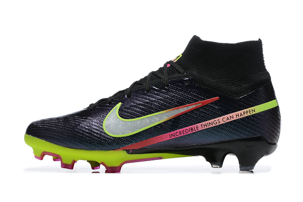 Nike Air Zoom Mercurial Superfly 9 Elite FG High-Tops Soccer Cleats - Black/Silver/Yellow/Pink 2