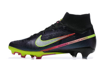 Nike Air Zoom Mercurial Superfly 9 Elite FG High-Tops Soccer Cleats - Black/Silver/Yellow/Pink