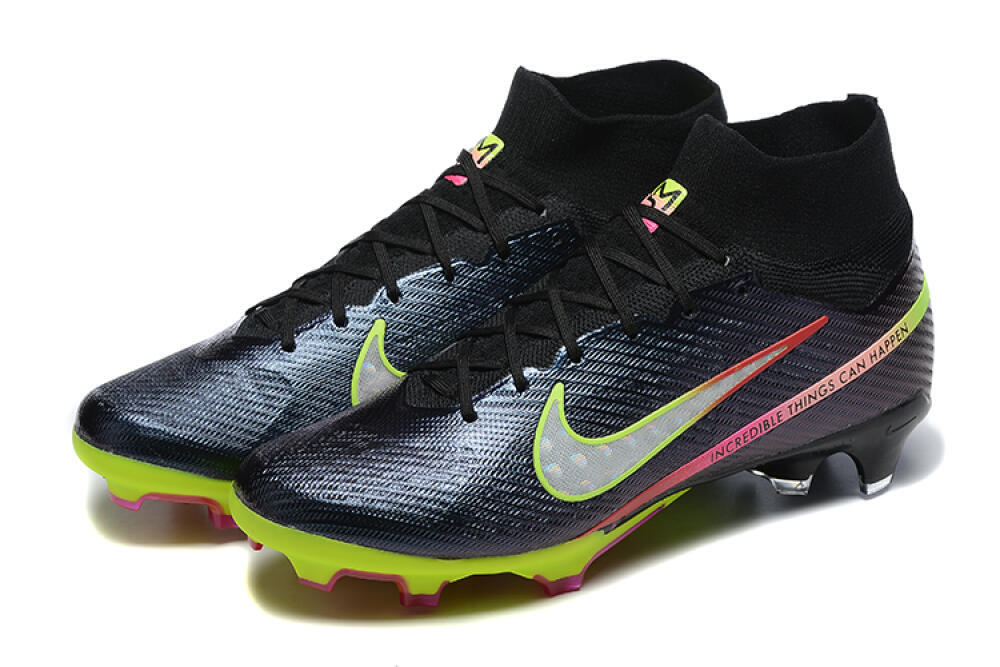 Nike Air Zoom Mercurial Superfly 9 Elite FG High-Tops Soccer Cleats - Black/Silver/Yellow/Pink 5