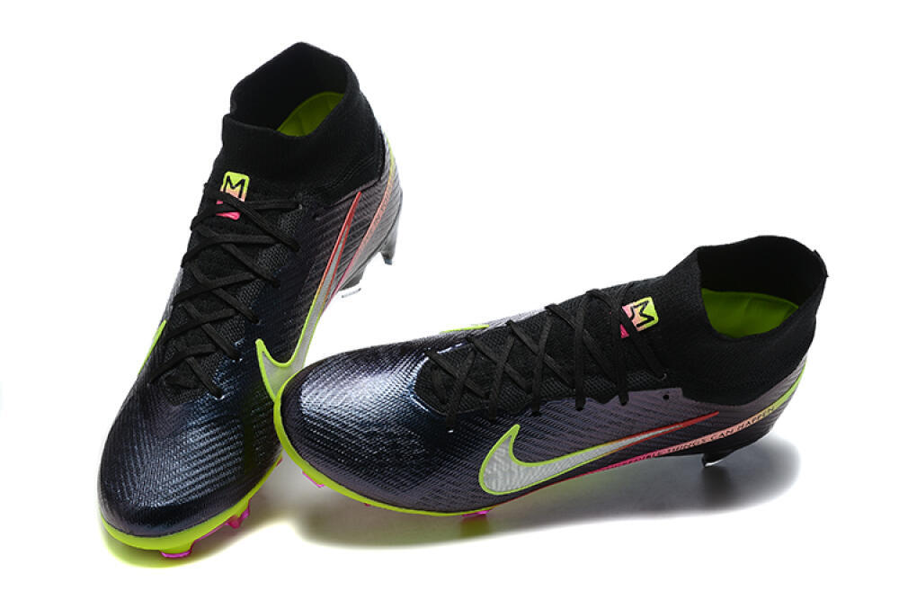 Nike Air Zoom Mercurial Superfly 9 Elite FG High-Tops Soccer Cleats - Black/Silver/Yellow/Pink 6
