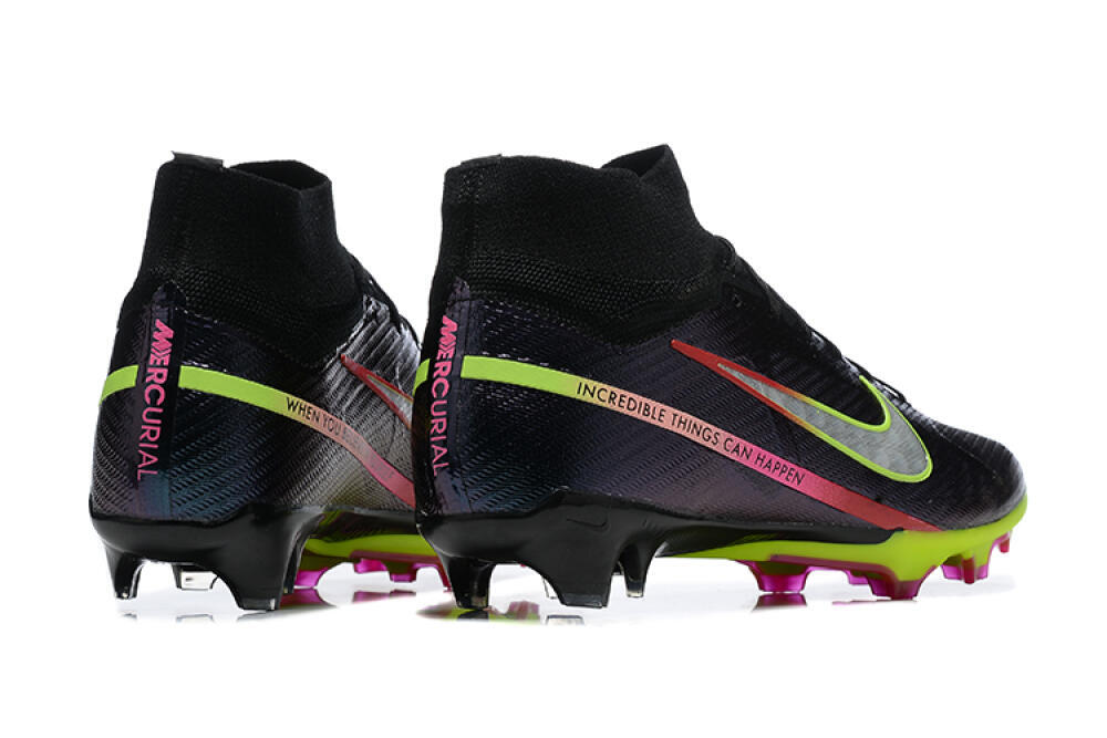 Nike Air Zoom Mercurial Superfly 9 Elite FG High-Tops Soccer Cleats - Black/Silver/Yellow/Pink 9