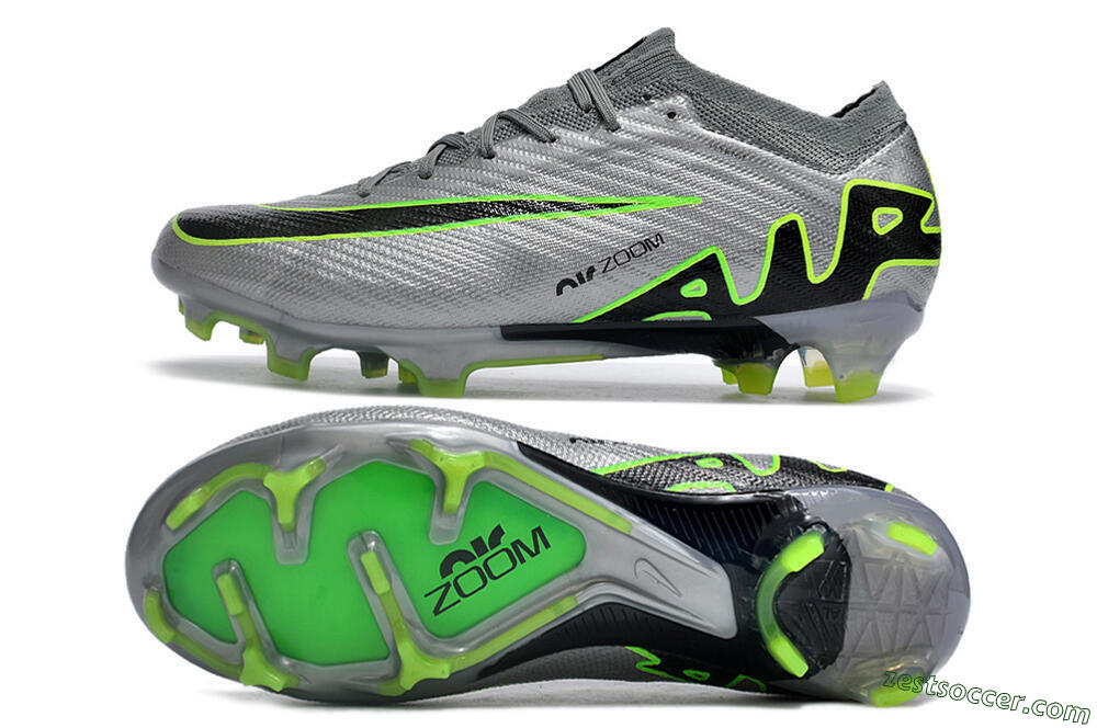 Nike Air Zoom Mercurial Vapor 15 Elite FG Low-Tops Soccer Cleats - Silver/Black/Yellow 1