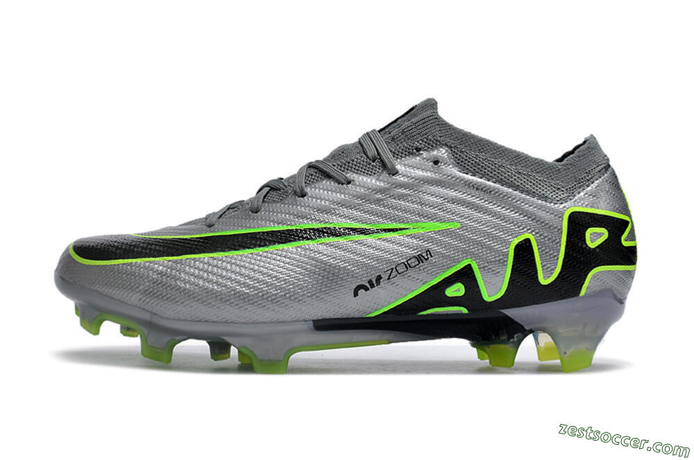 Nike Air Zoom Mercurial Vapor 15 Elite FG Low-Tops Soccer Cleats - Silver/Black/Yellow 2