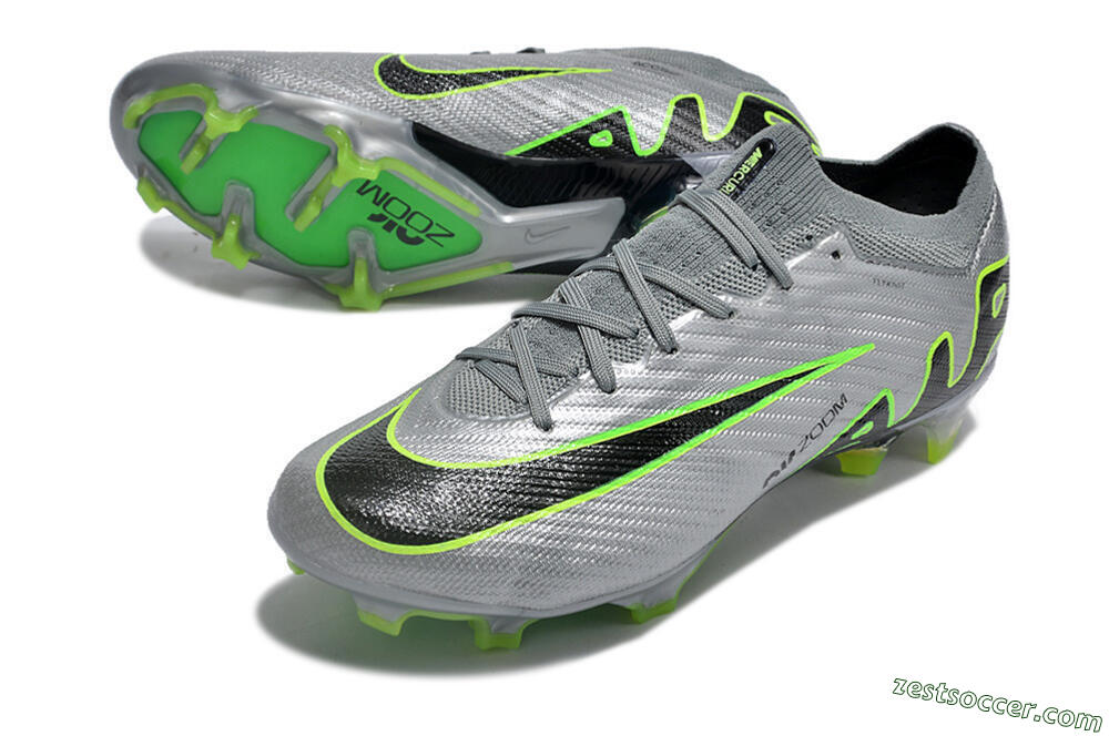 Nike Air Zoom Mercurial Vapor 15 Elite FG Low-Tops Soccer Cleats - Silver/Black/Yellow 3