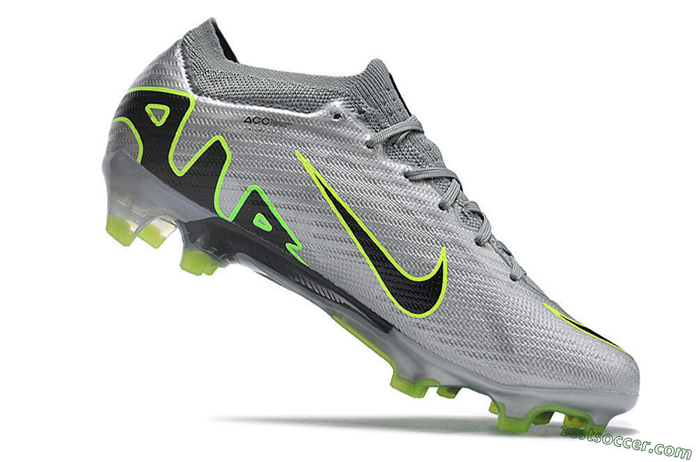 Nike Air Zoom Mercurial Vapor 15 Elite FG Low-Tops Soccer Cleats - Silver/Black/Yellow 4