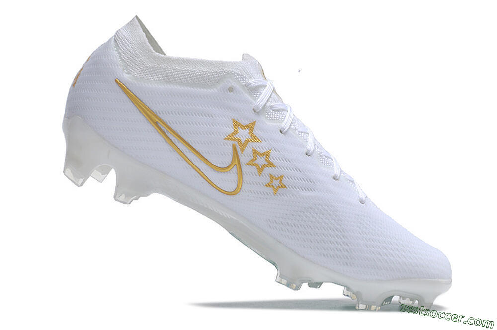 Nike Air Zoom Mercurial Vapor 15 Elite FG Low-Tops Soccer Cleats - White/Blue/Gold 4