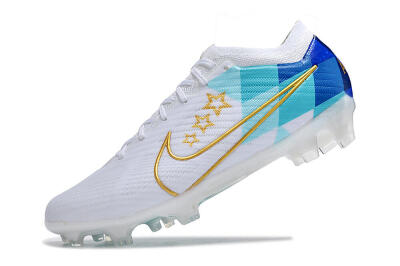 Nike Air Zoom Mercurial Vapor 15 Elite FG Low-Tops Soccer Cleats - White/Blue/Gold