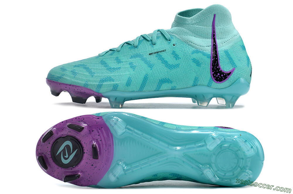 Nike Phantom Luna Elite NU FG High-Tops Soccer Cleats - Jade/Purple/Black 1