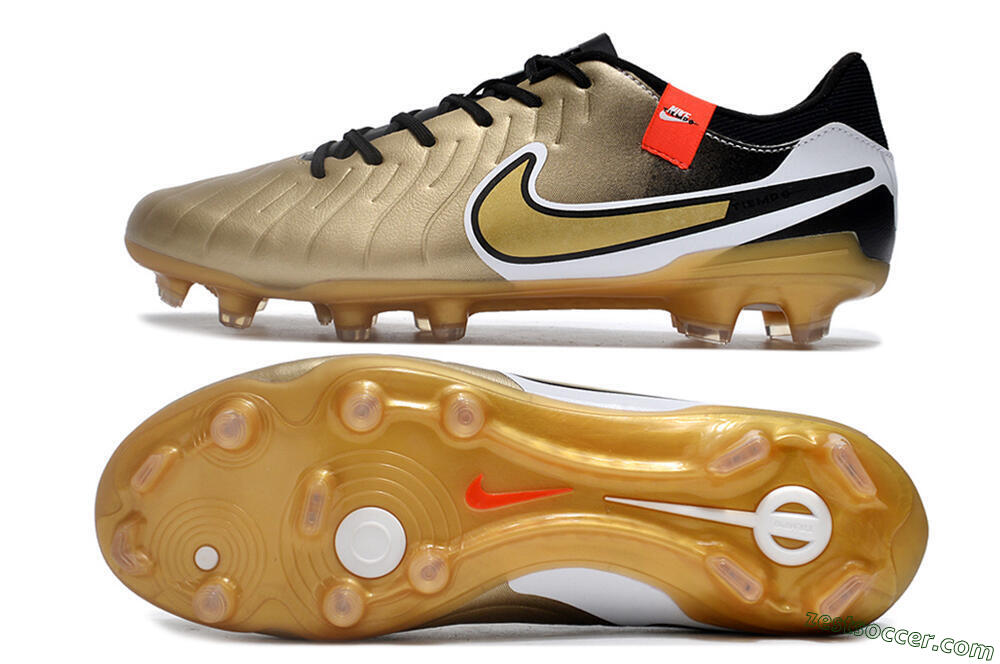 Nike Tiempo Legend 10 Pro FG Low-Tops Soccer Cleats - Gold/Black/White 1