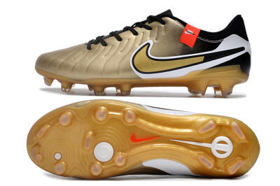 Nike Tiempo Legend 10 Pro FG Low-Tops Soccer Cleats - Gold/Black/White