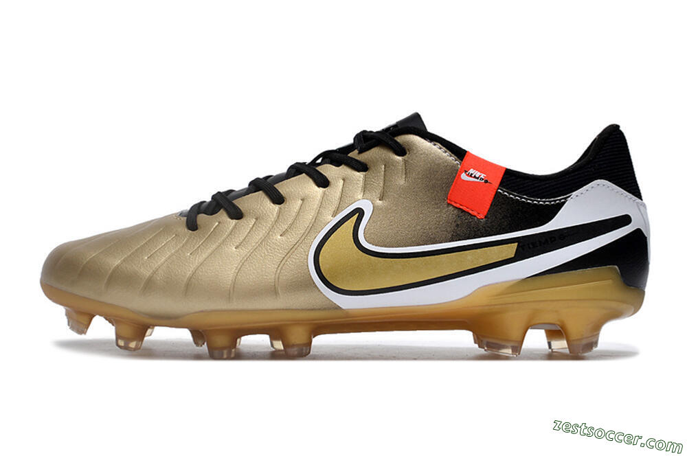 Nike Tiempo Legend 10 Pro FG Low-Tops Soccer Cleats - Gold/Black/White 2