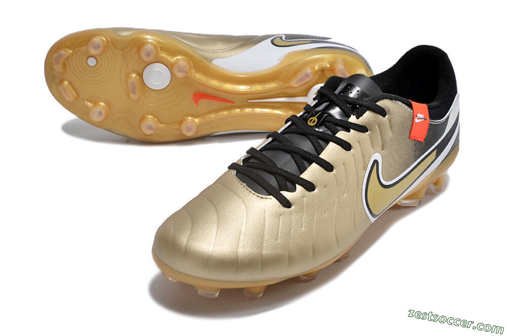 Nike Tiempo Legend 10 Pro FG Low-Tops Soccer Cleats - Gold/Black/White 3
