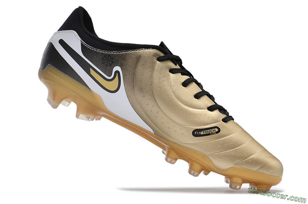 Nike Tiempo Legend 10 Pro FG Low-Tops Soccer Cleats - Gold/Black/White 4