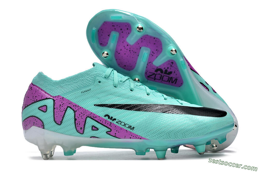 Nike Air Zoom Mercurial Vapor 15 Elite SG Low-Tops Soccer Cleats - Turquoise/Black/White/Purple 0