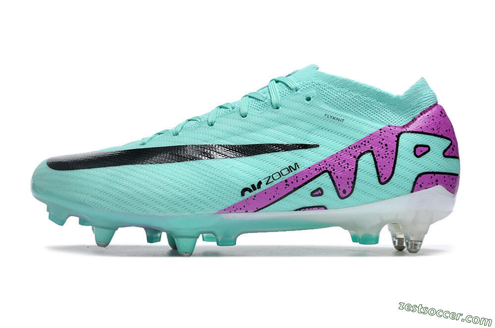 Nike Air Zoom Mercurial Vapor 15 Elite SG Low-Tops Soccer Cleats - Turquoise/Black/White/Purple 2