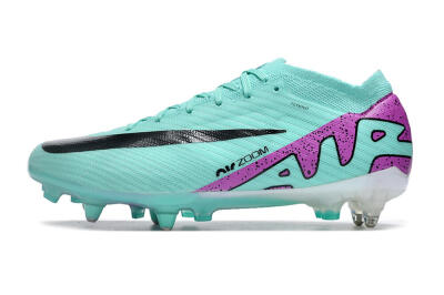 Nike Air Zoom Mercurial Vapor 15 Elite SG Low-Tops Soccer Cleats - Turquoise/Black/White/Purple