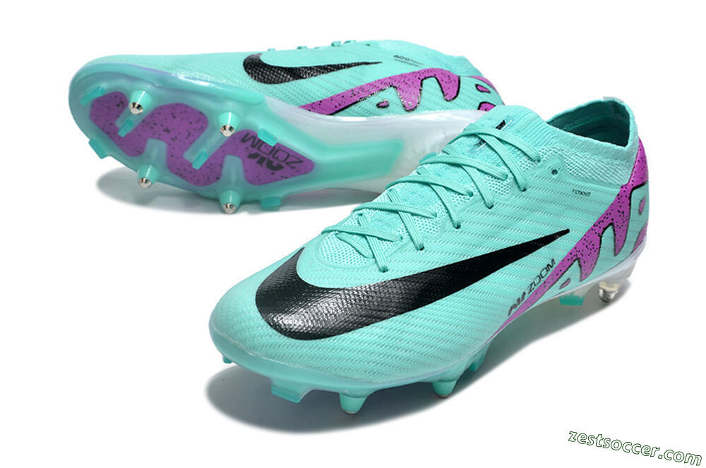 Nike Air Zoom Mercurial Vapor 15 Elite SG Low-Tops Soccer Cleats - Turquoise/Black/White/Purple 3