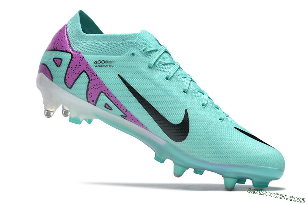 Nike Air Zoom Mercurial Vapor 15 Elite SG Low-Tops Soccer Cleats - Turquoise/Black/White/Purple 4
