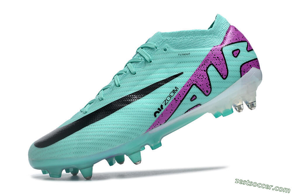 Nike Air Zoom Mercurial Vapor 15 Elite SG Low-Tops Soccer Cleats - Turquoise/Black/White/Purple 5