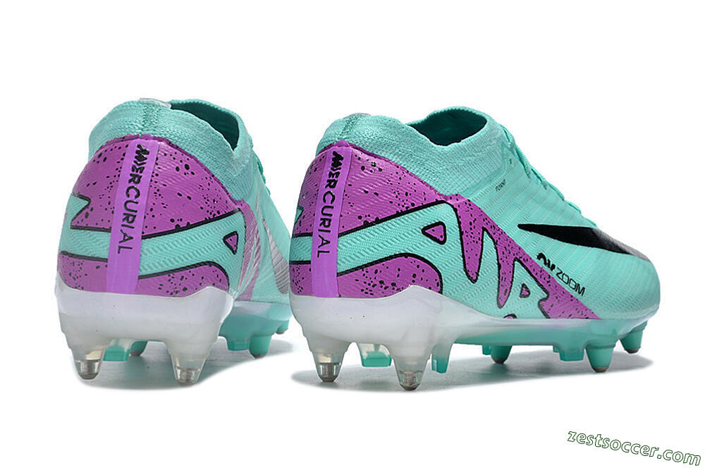 Nike Air Zoom Mercurial Vapor 15 Elite SG Low-Tops Soccer Cleats - Turquoise/Black/White/Purple 6