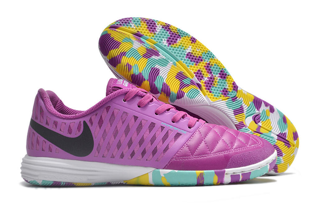 Nike Lunar Gato 2 IC Low-Tops Soccer Shoes - Purple/Black/Rainbow 0